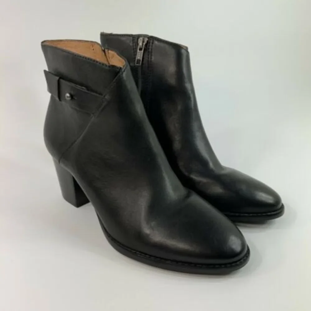 Madewell Leather Block Heel Ankle Bootie Brazil 8